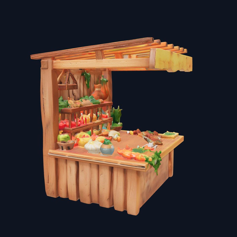 Farm Market Stall with Produce model pack